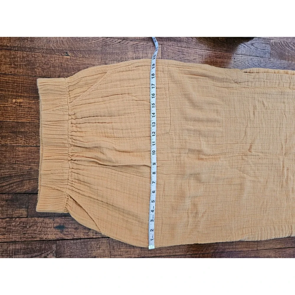 Free People Yellow Boho ResortBeach Cottagecore PocketsCotton Maxi Skirt‎ sz PXS